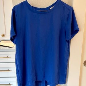 LOFT blue top with pleated back detailing